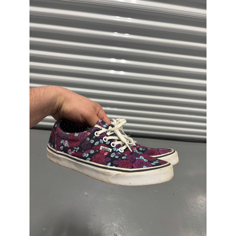 Vans Era Floral Rose Print Low Top Sneakers Purple‎ Pink Black Womens 7
